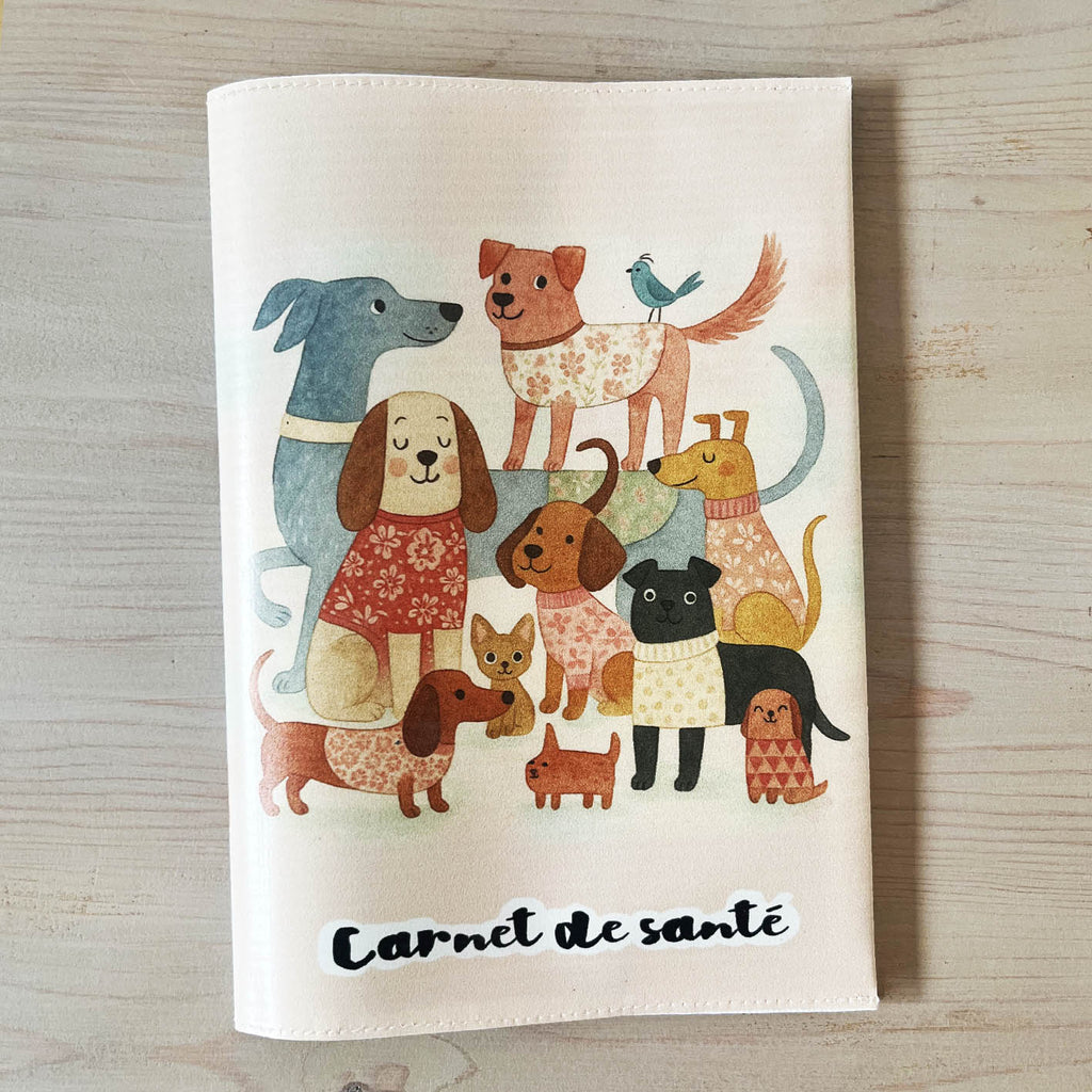 Protège carnet de santé pour animaux - collection de chiens