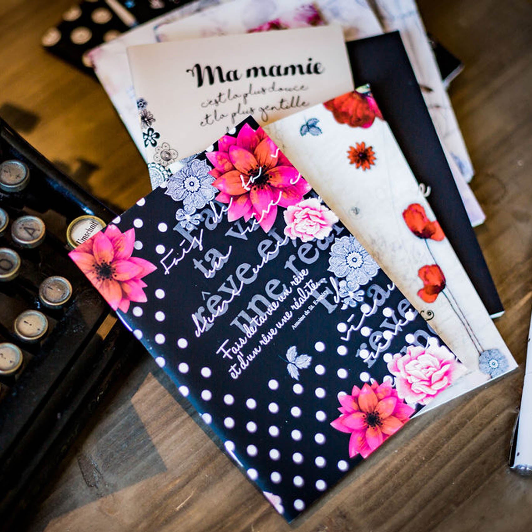 petit carnet coloré fleur papillons rose & myrtille petit cadeau papeterie