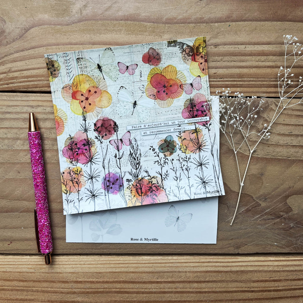 Carte postale-amitié-bonheur-fleurs