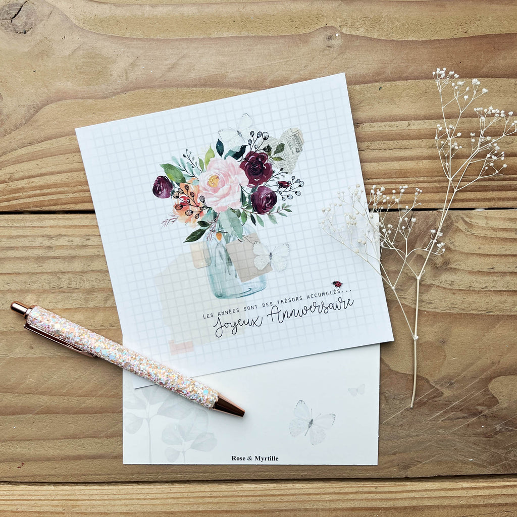 Carte-postale-anniversaire-bouquet-fleurs