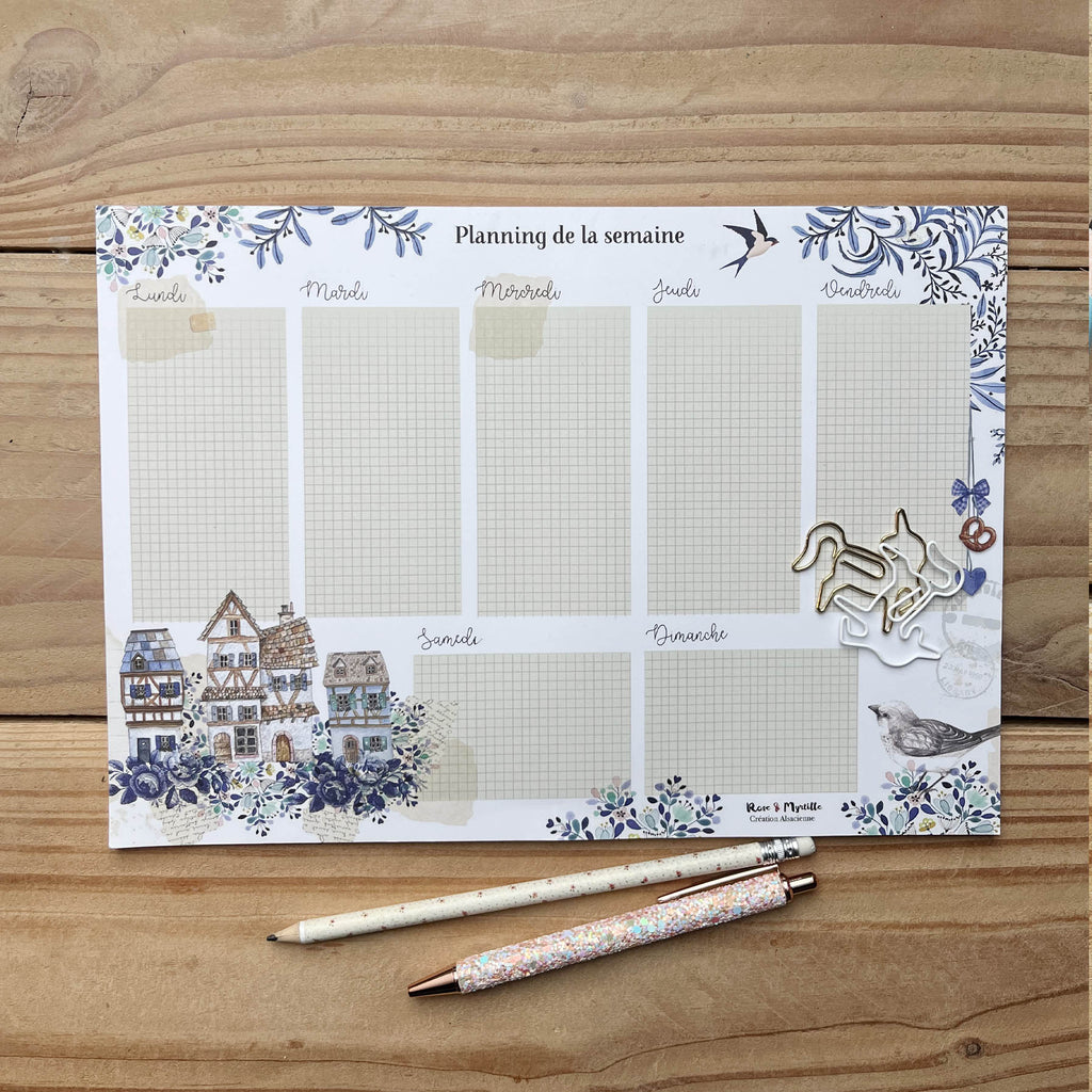 Bloc semainier A4 - Village alsacien